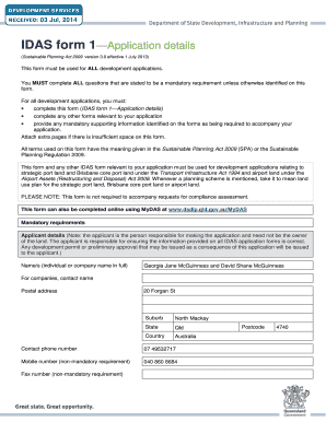 IDAS Form 1 Application Details