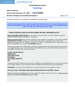 Proof Delivery Form