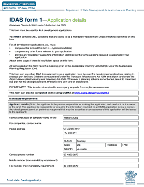 IDAS Form 1 Application Details