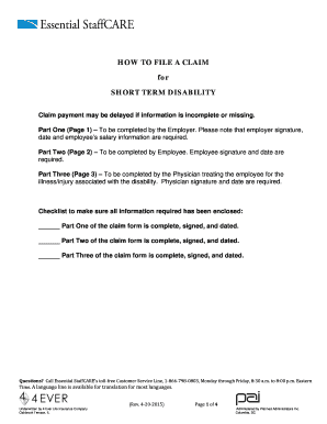 Short Term Disability Claim Form