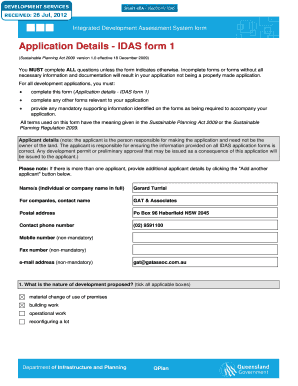 Integrated Development Assessment System Form 1