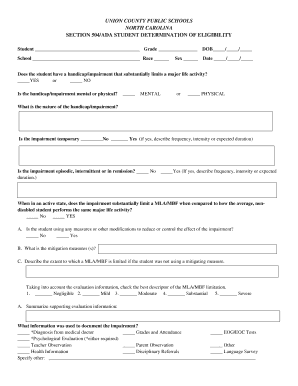 Section 504/ADA Student Eligibility Determination Form