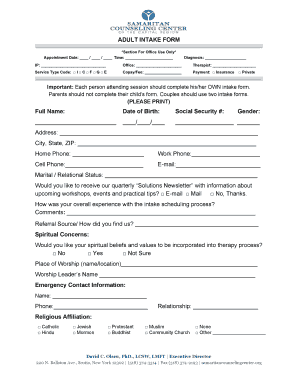 Adult Intake Form