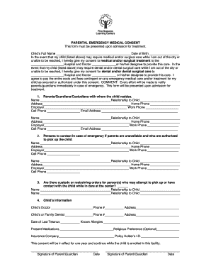 Parental Emergency Medical Consent Form