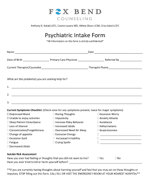 Psychiatric Intake Form