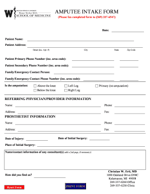 Amputee Intake Form