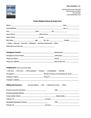 Patient Medical History & Intake Form