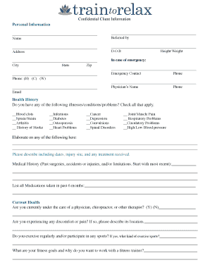 Fitness Client Intake Form