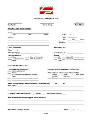 IDD Services Intake Form