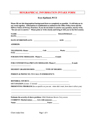 Biographical Information Intake Form