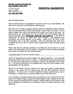 Parental Guarantee Form
