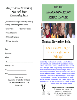 Hunger Action Network Membership Form