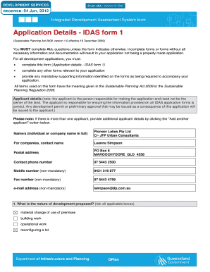Queensland Development Application Form