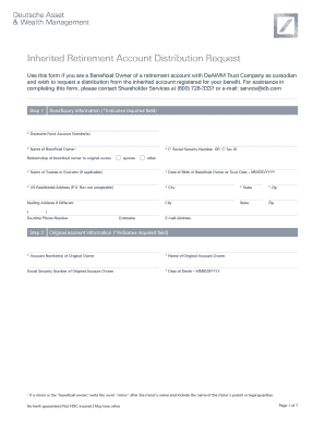 Inherited Retirement Account Distribution Request