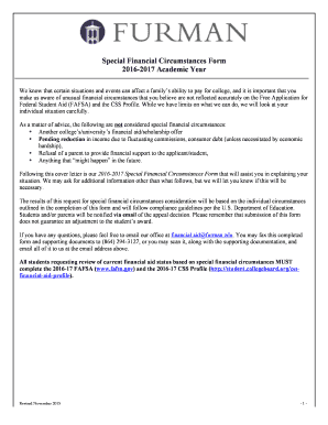 Special Financial Circumstances Form