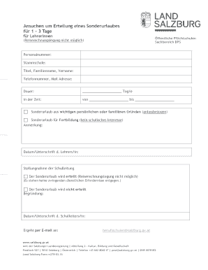 Ansuchen um Erteilung eines Sonderurlaubes