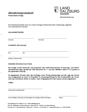 Photovoltaik-Anlage Abnahmeprotokoll