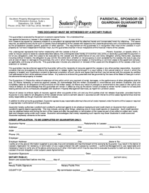 Georgia Parental Lease Guarantee Form