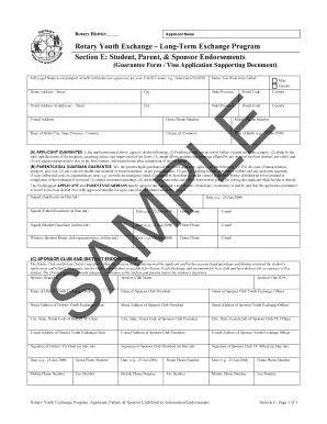 Rotary Youth Exchange Long-Term Program Guarantee Form