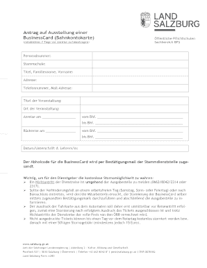 Antrag auf Ausstellung einer BusinessCard (Bahnkontokarte)