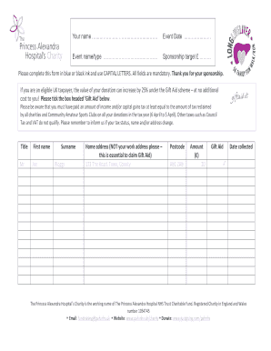 UK Charity Event Sponsorship Form