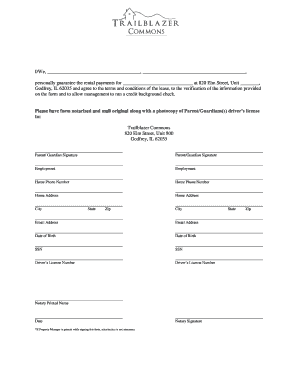 Rental Payment Guarantee Form