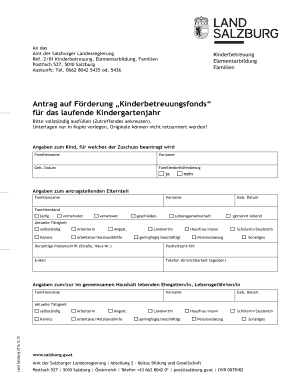 Antrag auf Förderung „Kinderbetreuungsfonds“