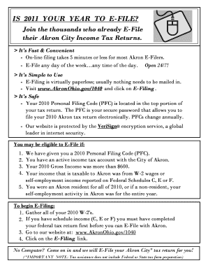 Akron City Income Tax Return Form IR