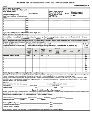 Free and Reduced-Price School Meals Application