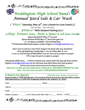 Fillable Online Annual Yard Sale Car Wash Union County Public