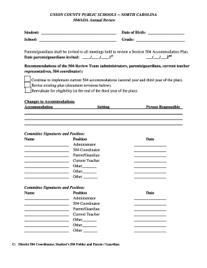 504/ADA Annual Review Form
