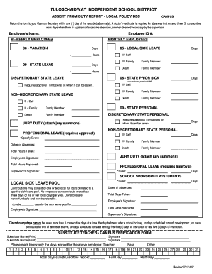 Absent From Duty Report