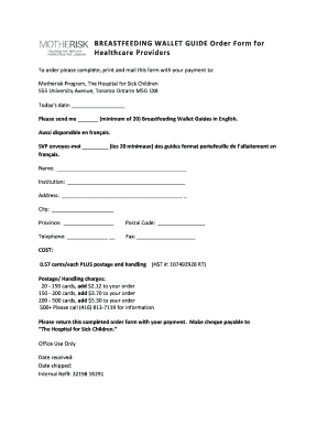 Breastfeeding Wallet Guide Order Form