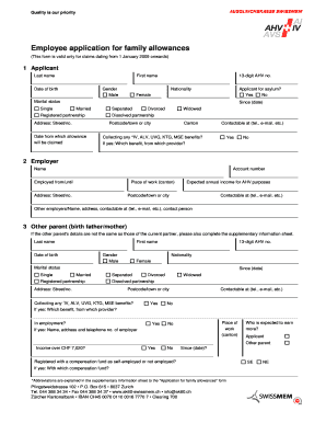 Anmeldung für Familienzulagen