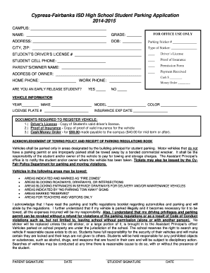 Cypress-Fairbanks ISD High School Student Parking Application
