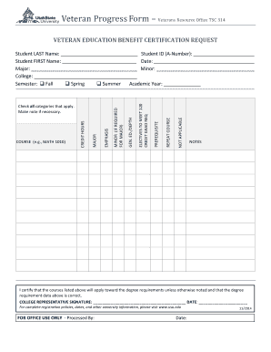 Veteran Education Benefit Certification Request