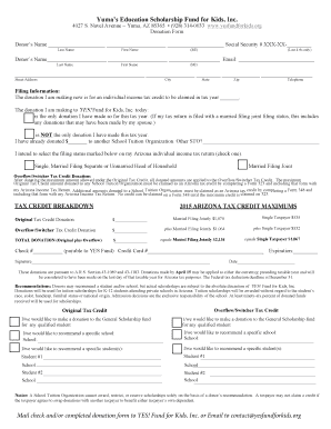 Arizona Education Scholarship Donation Form