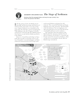 The Siege of Yorktown Worksheet