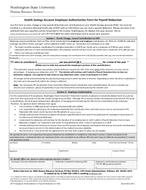 Health Savings Account Payroll Deduction Form
