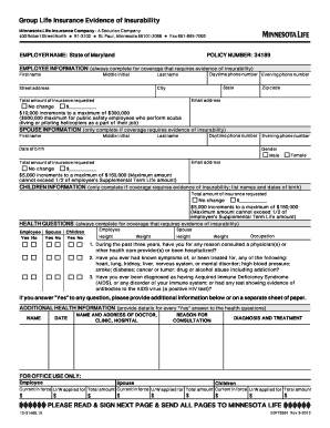 Group Life Insurance Evidence of Insurability