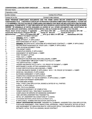Conventional Loan Delivery Checklist