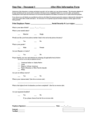 After-Hire Information Form