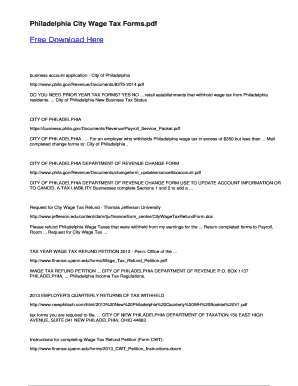 Philadelphia City Wage Tax Form