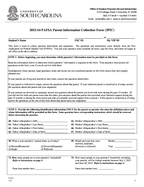 2013-14 FAFSA Parent Information Collection Form
