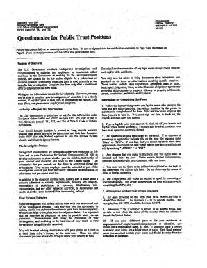Standard Form 86 Questionnaire