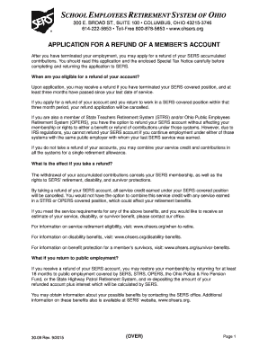 Ohio SERS Member Refund Application
