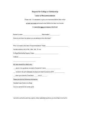 Request for College or Scholarship Letter of Recommendation - slinger k12 wi