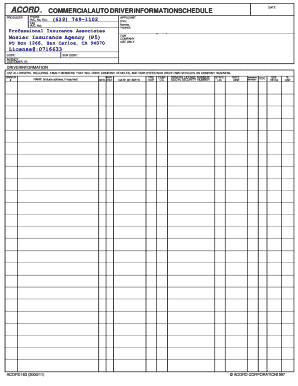 Commercial Auto Driver Information Form