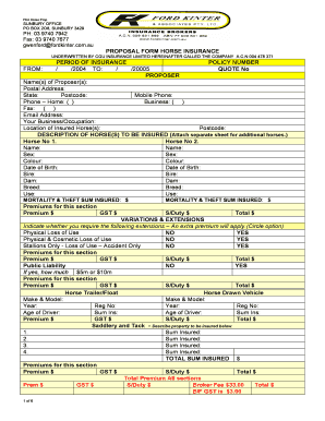 Horse Insurance Proposal Form