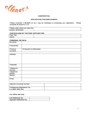 Confidential Application for Employment